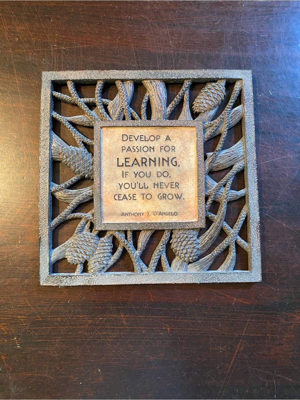 Inspirational Wall Plaque in Brown - Motivational Learning Quote